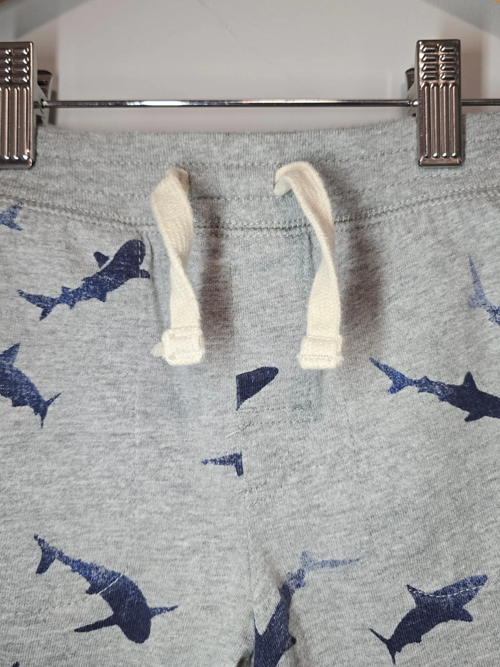 GAP Gray Cotton Shorts with Navy Shark Print. Super Soft Heavy Cotton.
